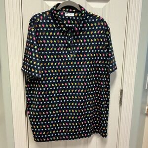 Yatta Golf XL Polo Shirt Paddles Pickle Ball Navy Novelty Print